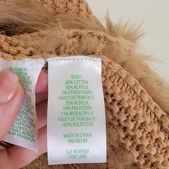 Lilly Pulitzer Torini Faux Fur And Knit Vest Size Medium Tan Metallic - Picture 6 of 8